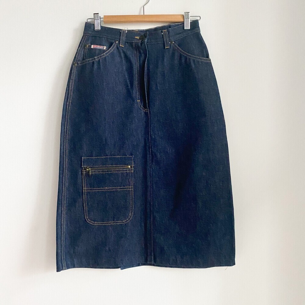 Vintage Colorado Jackets Brand New DArk Wash Stiff Denim Pencil Skirt M - Picture 5 of 5